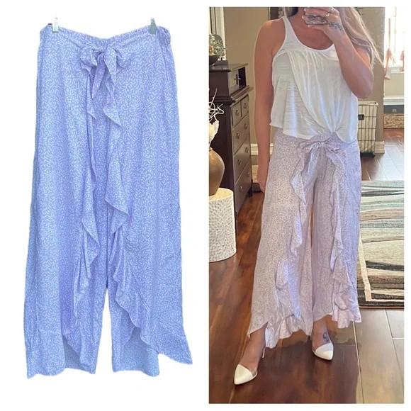 Kiwi & Punch flowy pants lavender tie waist - Picture 1 of 14